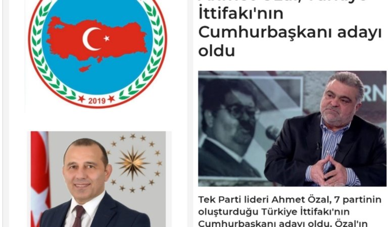 İrfan UZUN: “TÜRKİYE İTTİFAKI’ nın CUMHURBAŞKANI Adayı Benim! Ahmet Özal’ı Kınıyorum!” Dedi…