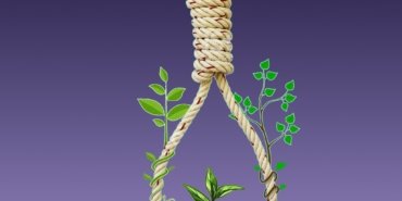 hand holding a noose rope isolated on white background with clipping path