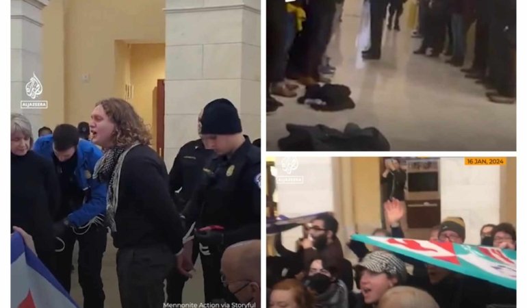 ABD Kongresi’nde Gazze’de ateşkes için şarkı söyleyen Hıristiyan protestocular tutuklandı