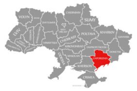 Zaporizhia red highlighted in map of the Ukraine