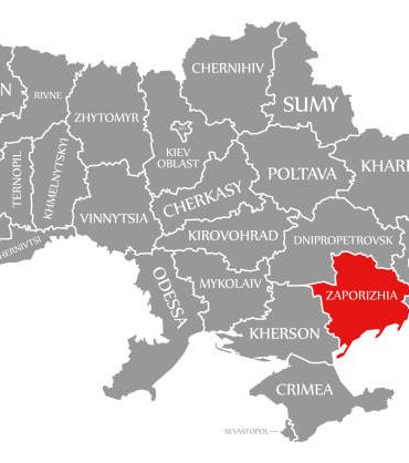 Zaporizhia red highlighted in map of the Ukraine