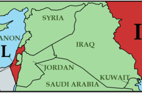 Israel to Iran map red 3
