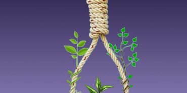 hand holding a noose rope isolated on white background with clipping path