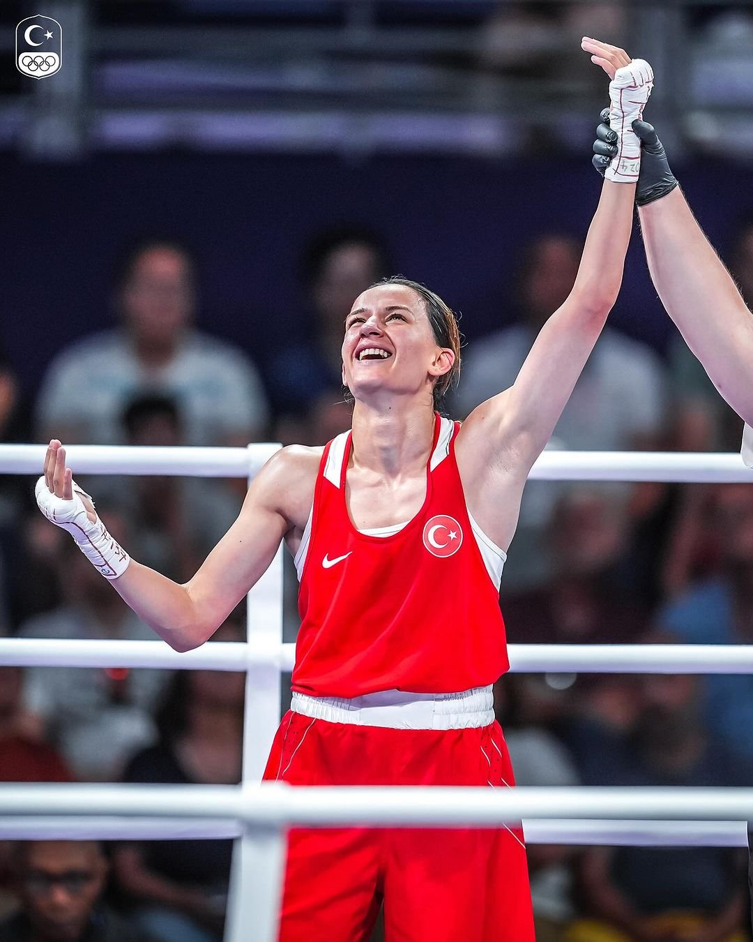 Paris 2024 Olimpiyat Oyunları’nda boks kategorisinde yarışan Türk milli sporcu&nbsp;Hatice&nbsp;Akbaş,