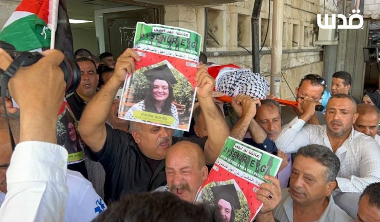 Batı Şeria’da İsrailli keskin nişancı tarafından öldürülen Ayşe Ezgi Eygi için Nablus’ta cenaze töreni düzenlendi