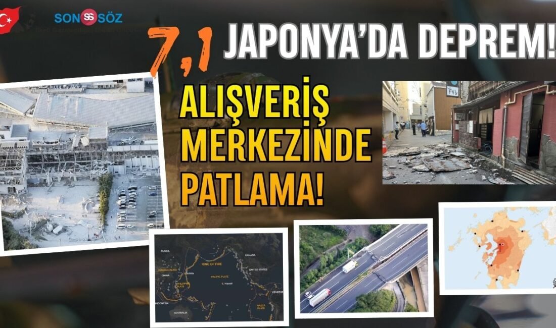 Japonya’da 7.1 büyüklüğündeki depremin ardından bir alışveriş merkezinde meydana gelen