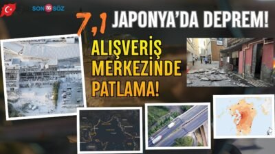 Japonya’da 7.1 büyüklüğündeki depremin ardından bir alışveriş merkezinde meydana gelen