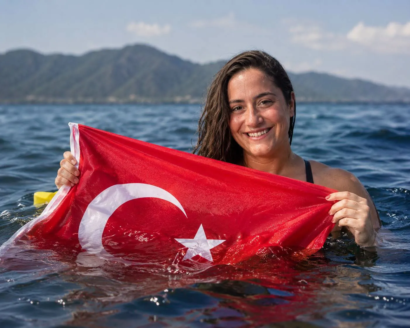 Milli açık su yüzücüsü Aysu Türkoğlu, Japonya’daki Tsugaru Kanalı’nı 13